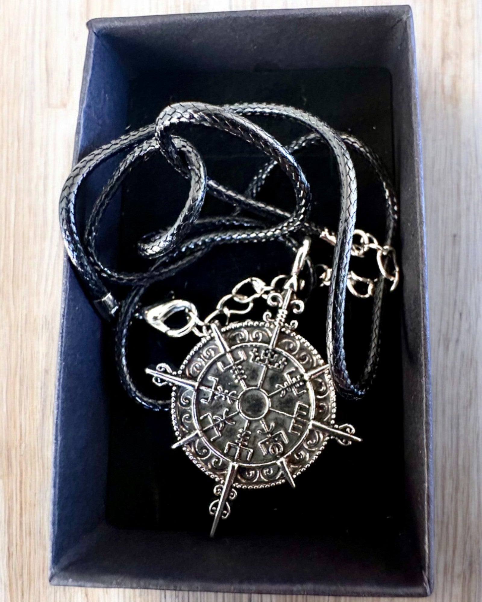 Viking Compass Amulet - Norse Warrior Jewelry with Custom Engraving, 2 Style Options | Perfect Viking Gift for Men, Norse Mythology Lovers & Historical Reenactment
