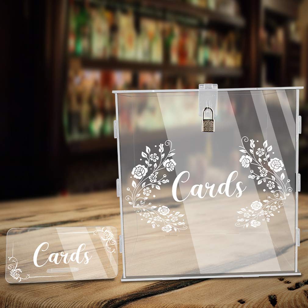 Clear Acrylic Card Box with Lock - Secure Money Holder for Wedding Reception, Anniversary, Birthday & Graduation Decorations - Perfect for Gift Cards, Cash Gifts & Party Favors