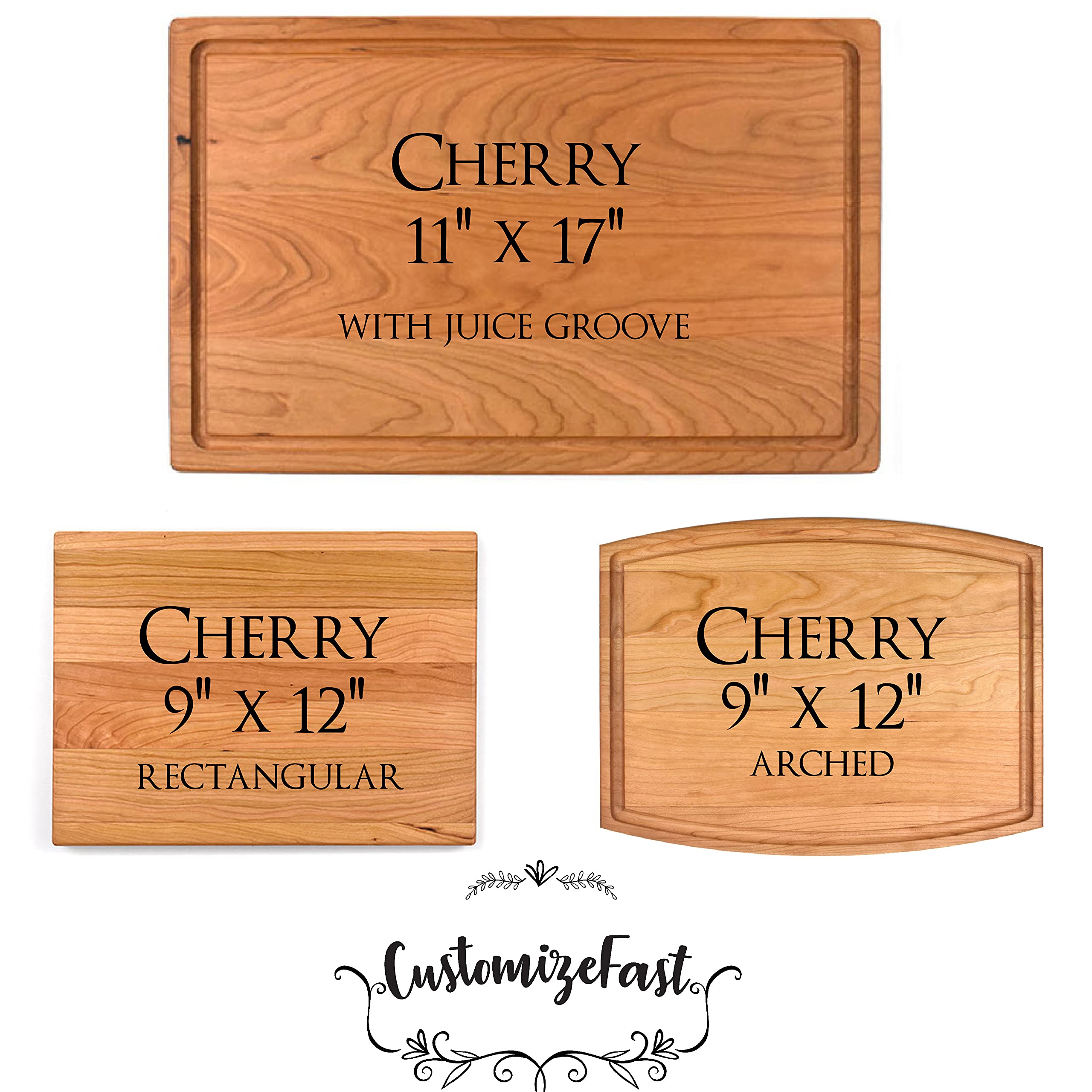 Personalized Engraved Cherry Wood Cutting Board - Custom Steak Board with Arch Design (9