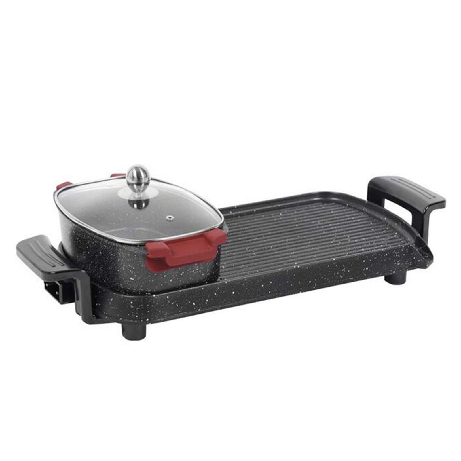 1800W Electric Grill & Hot Pot 2-in-1 Combo - Smokeless Indoor BBQ with 5 Temp Settings & Removable Pan - Perfect for Apartments, Camping & Family Gatherings