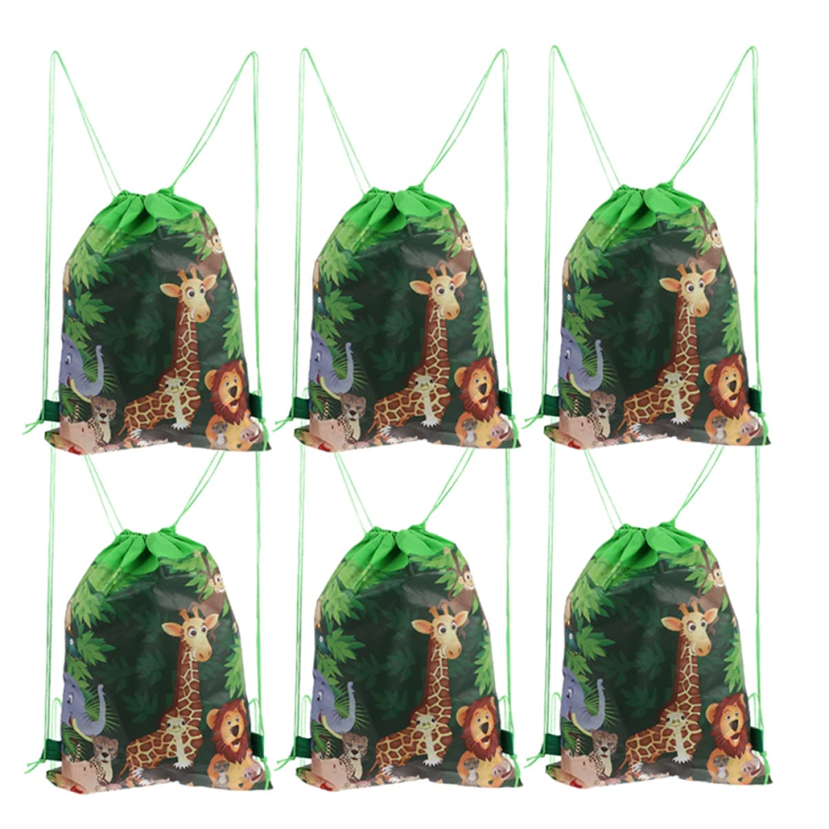 6pcs Cartoon Drawstring Backpack Bags for Kids Birthday Party Favors - Non Woven Goodie Bags, Party Supplies & Souvenir Pouches - Perfect for School Events, Halloween Treats & Gift Exchanges