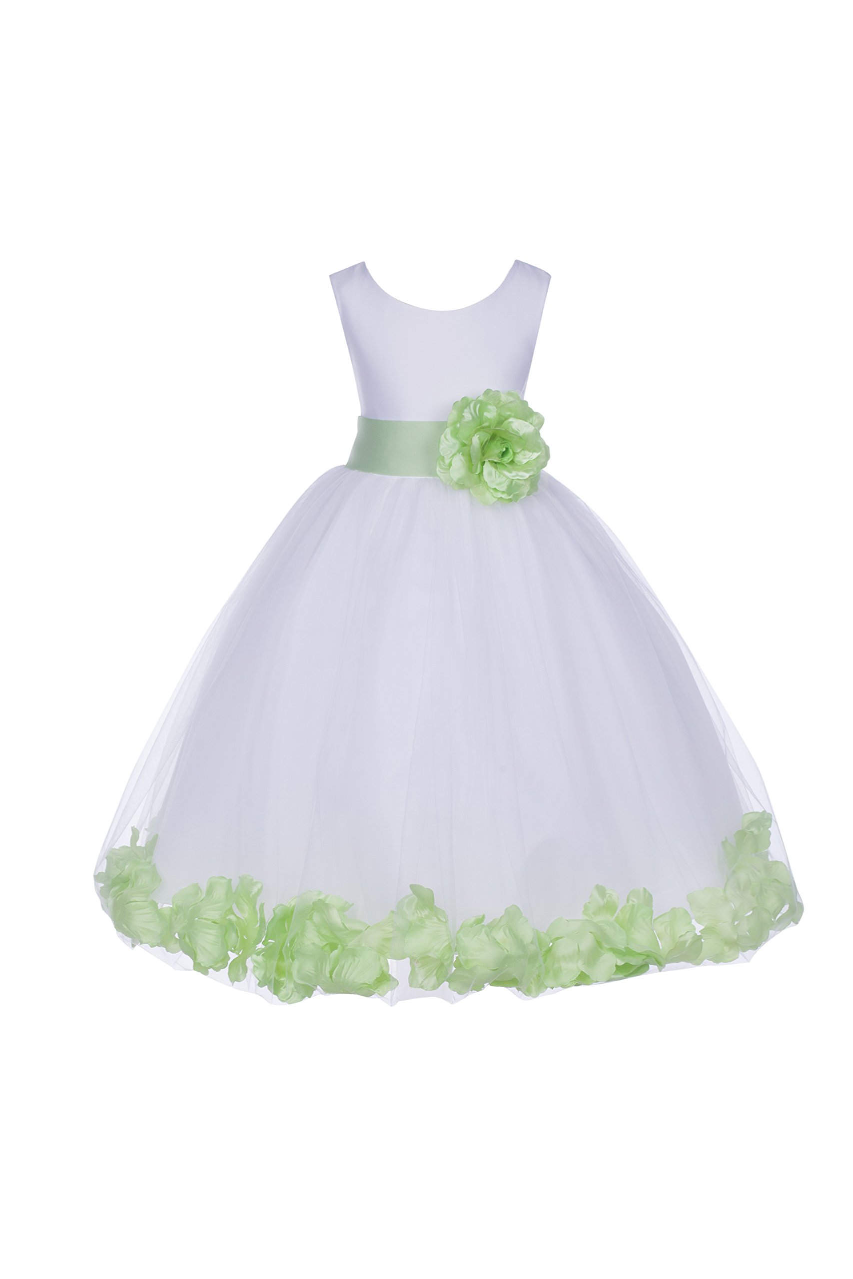 White Tulle Rose Petals Flower Girl Dress - Elegant Christening Gown for Baby Girls (Style 302T, Size 6) | Perfect for Weddings, Baptisms & Special Occasions