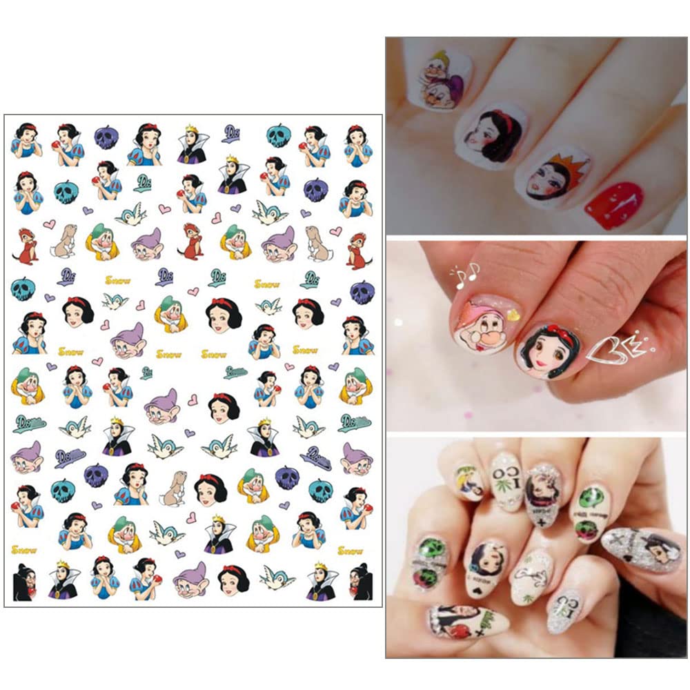 6 Sheets Cute Cartoon 3D Self-Adhesive Nail Art Stickers - Mermaid & Princess Nail Decals for Women & Girls - DIY Nail Art Supplies for Parties, Weddings, and Daily Nail Decoration