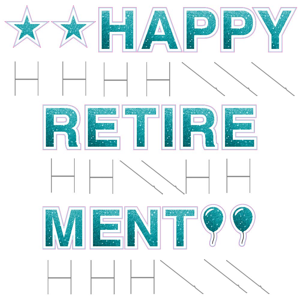 Happy Retirement Yard Sign - 18in Tall with Stakes & Emojis, Durable Corrugated Plastic, Retirement Party Decorations, Unique Retirement Gifts (Faux Glitter Teal) - Perfect for Outdoor Celebrations, Backyard Parties & Retirement Surprises