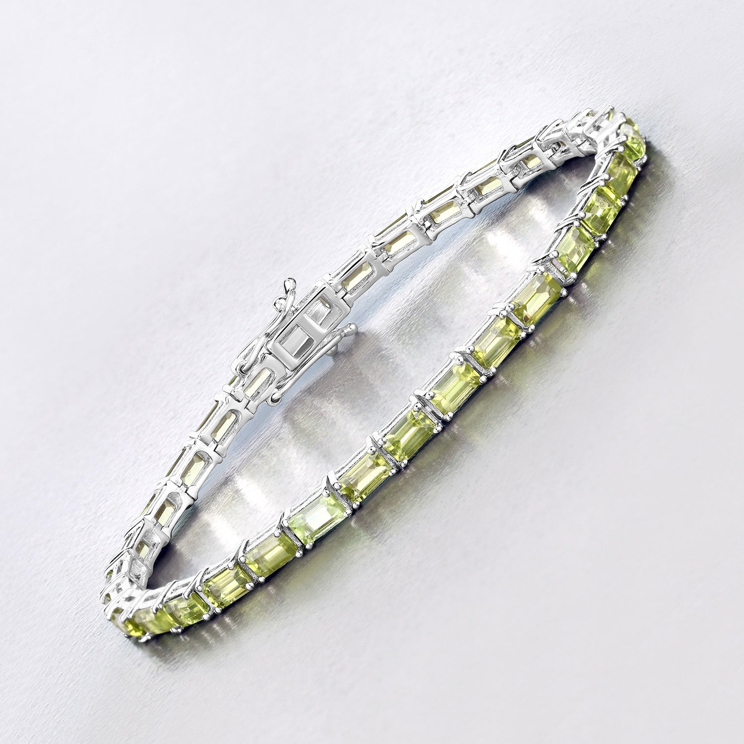 Authentic Green Peridot Tennis Bracelet | 925 Sterling Silver | Elegant Jewelry Gift for Women | Perfect for Weddings, Parties & Special Occasions