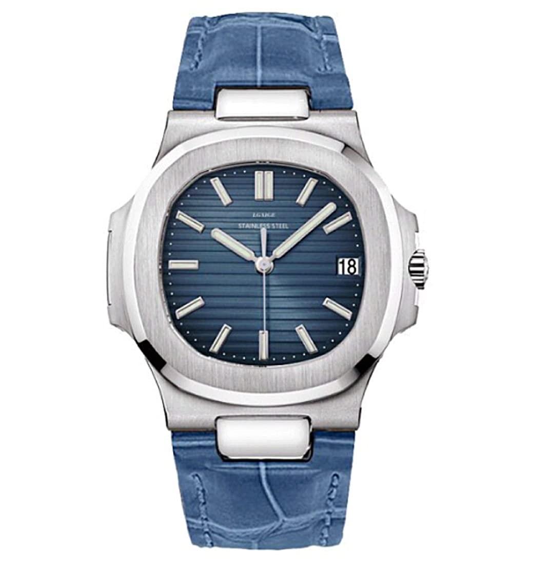 LGXIGE Luxury Elegant Men's Watch - Genuine Leather Strap Analog Wristwatch with Patek Philippe Style Design | Perfect for Business, Formal Events & Everyday Wear