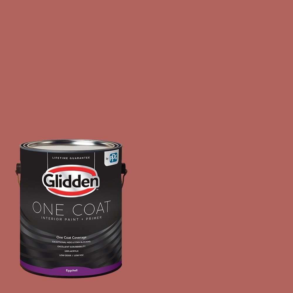 Glidden Interior Paint + Primer in Red/Sienna Red - One Coat Coverage, Eggshell Finish, 1-Gallon - Perfect for Living Rooms, Bedrooms & Home Decor Projects
