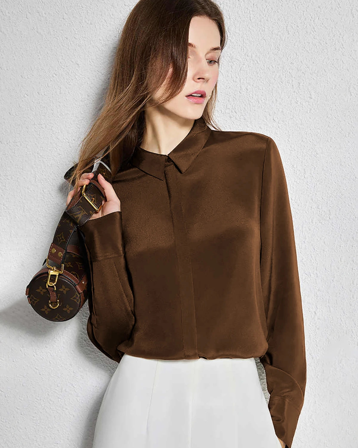 30 Momme Pure Silk Concealed Button Shirt for Women - Elegant & Breathable Blouse for Work, Office, and Special Occasions