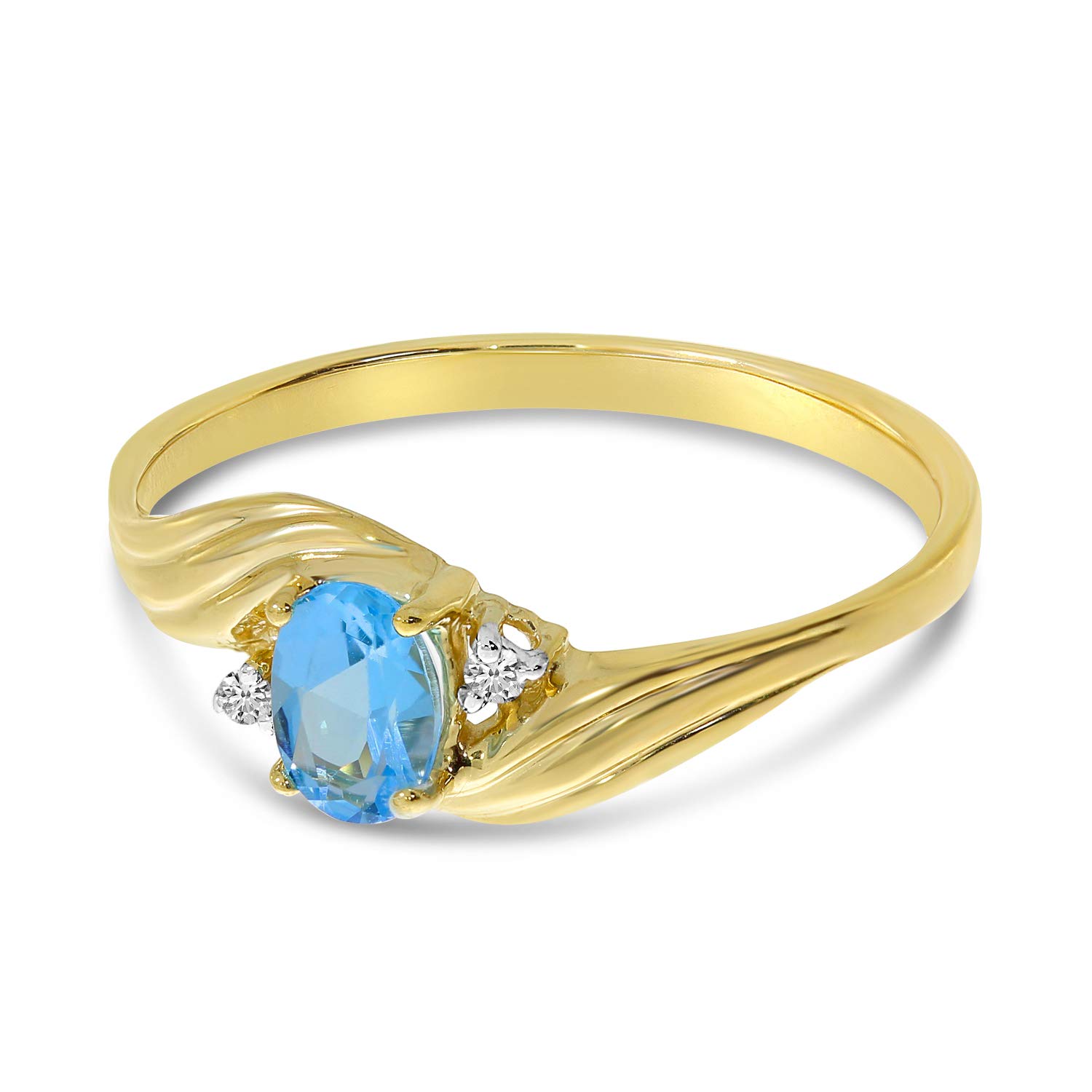 10K Yellow Gold Blue Topaz and Diamond Ring – Elegant Jewelry for Women, Perfect for Engagement, Wedding, Anniversary & Special Occasions