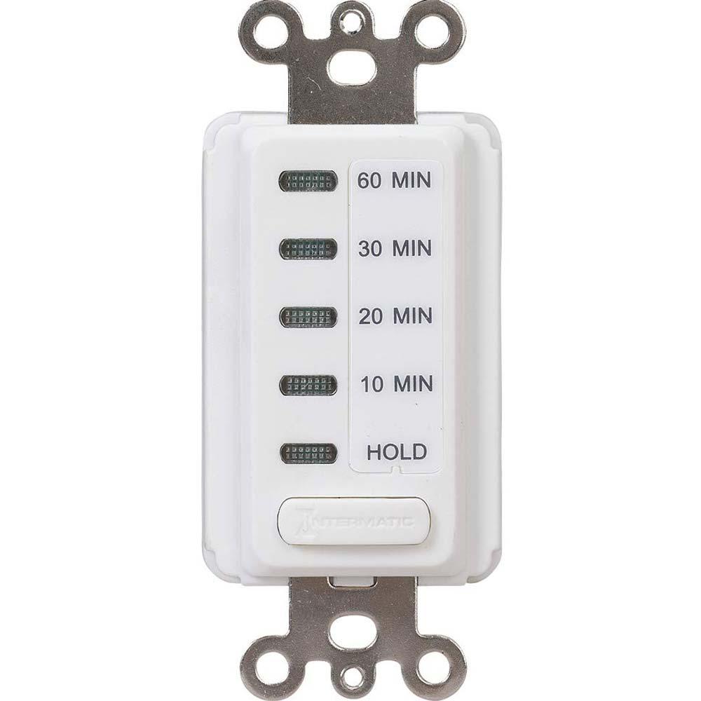 15 Amp 60-Minute Countdown In-Wall Preset Timer Switch - White | Perfect for Bathroom Fans, Grow Lights & Home Automation
