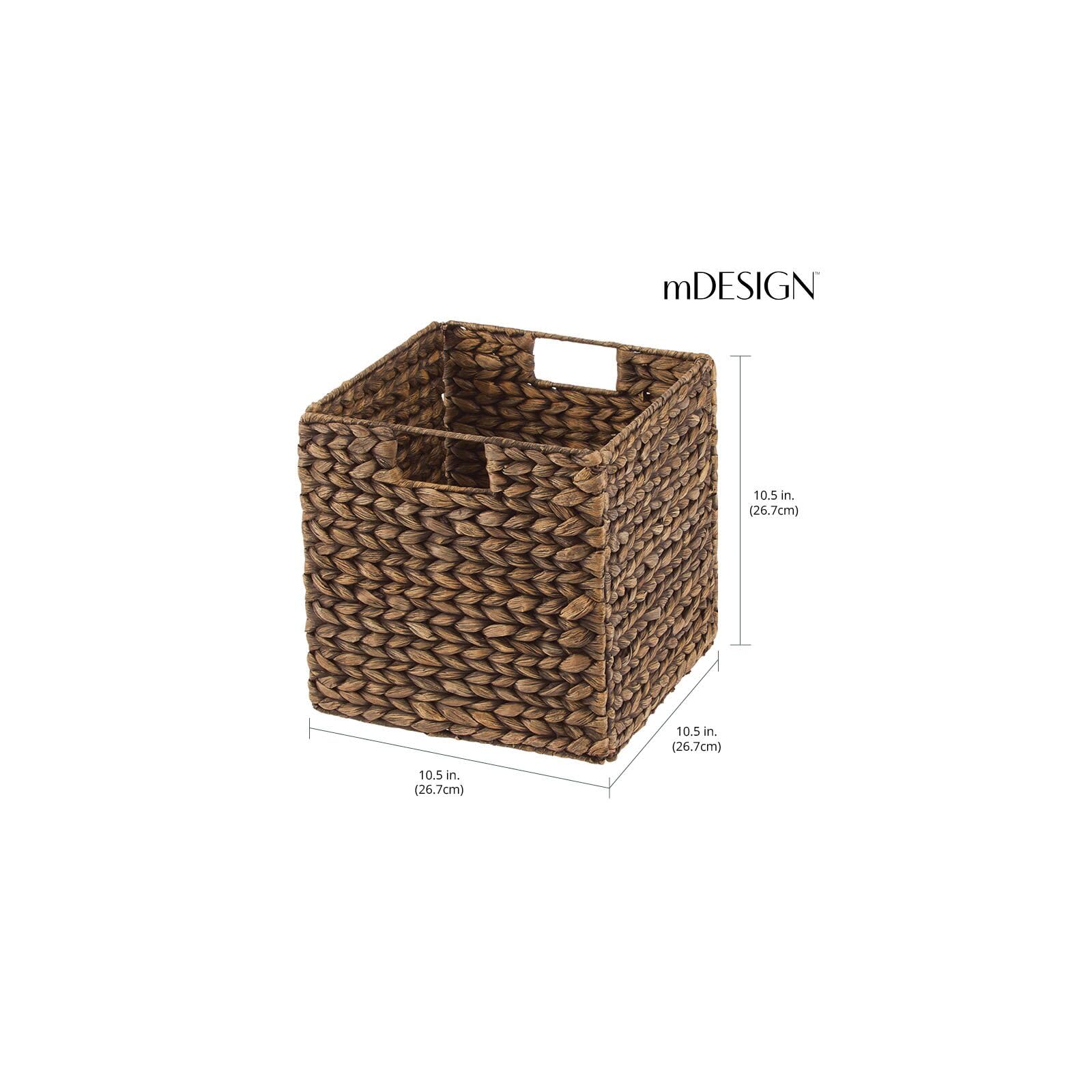 Natural Woven Hyacinth Storage Baskets with Handles - 8 Pack Brown Wash Cube Organizers for Kitchen Cabinet, Pantry Shelf & Cubby Storage | Perfect for Snacks, Small Appliances & Home Organization | Space-Saving Storage Solution for Bedroom, Bathroom & Office
