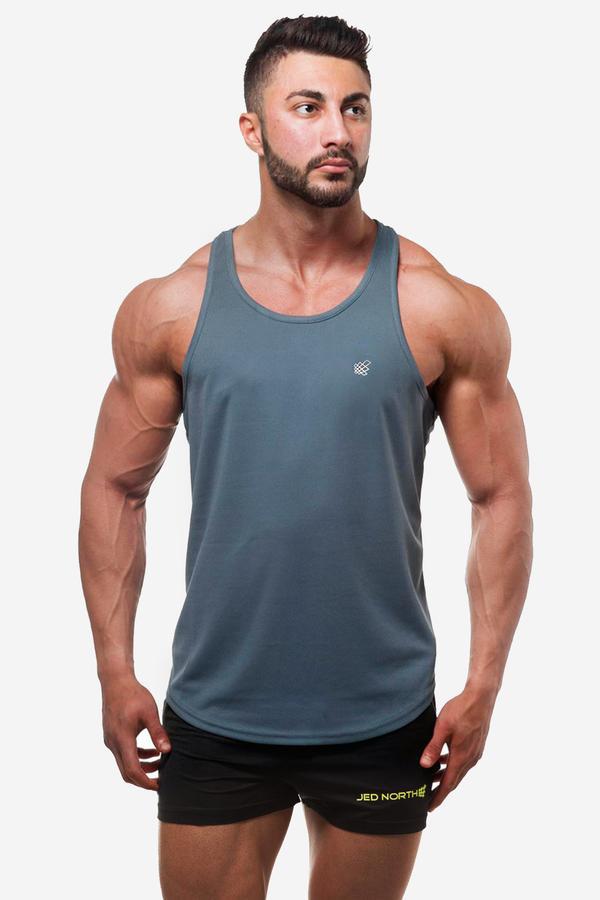 Jed North Men's Microfiber Dri-Fit Workout Tank Top - Light Grey - Moisture Wicking Athletic Shirt for Gym, Running & Outdoor Activities