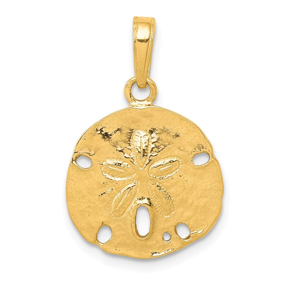 14K Yellow Gold Polished Sand Dollar Pendant Necklace - Elegant Beach Jewelry for Women | Perfect for Vacation, Summer Outfits & Gift Giving