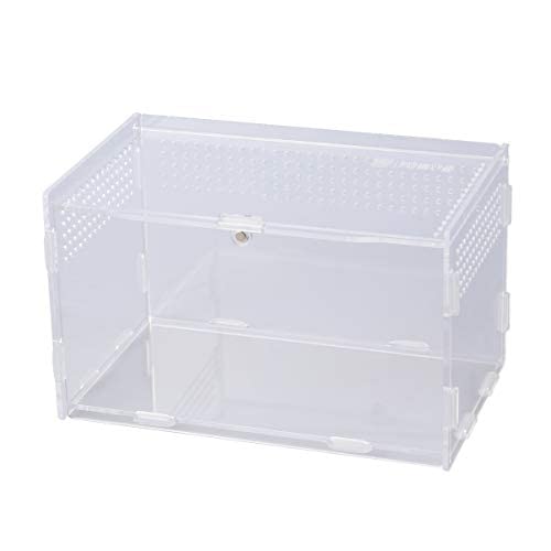 POPETPOP Reptile Breeding Box - Acrylic Terrarium Container for Lizards, Snakes & Small Pets | Portable Habitat with Ventilation | Perfect for Travel, Home Decor & Classroom Observation