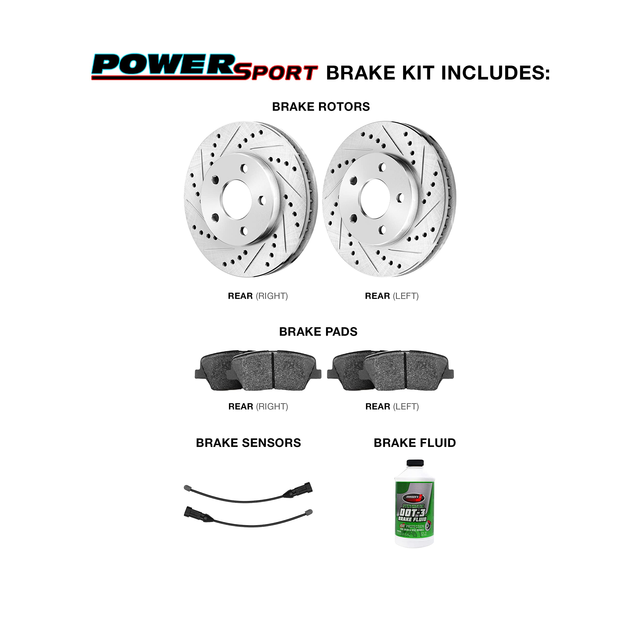 High-Performance Power Sport Rear Brake Pads & Rotors Kit - Semi-Metallic Braking System with Sensor Wire (BLC1.20039.63) for Motorcycles, ATVs & Off-Road Vehicles