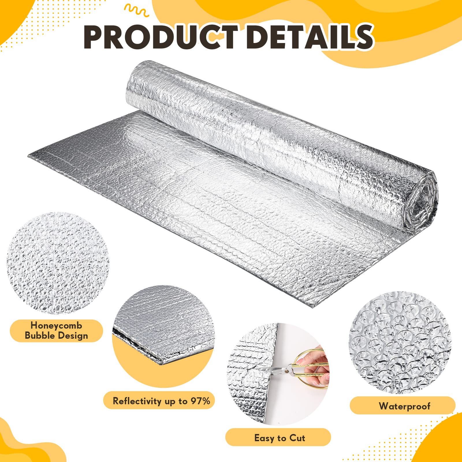 Frienda 24 Pcs Garage Door Insulation Panels Kit - Double Bubble Reflective Aluminum Foil Radiant Barrier for Thermal Insulation - 24