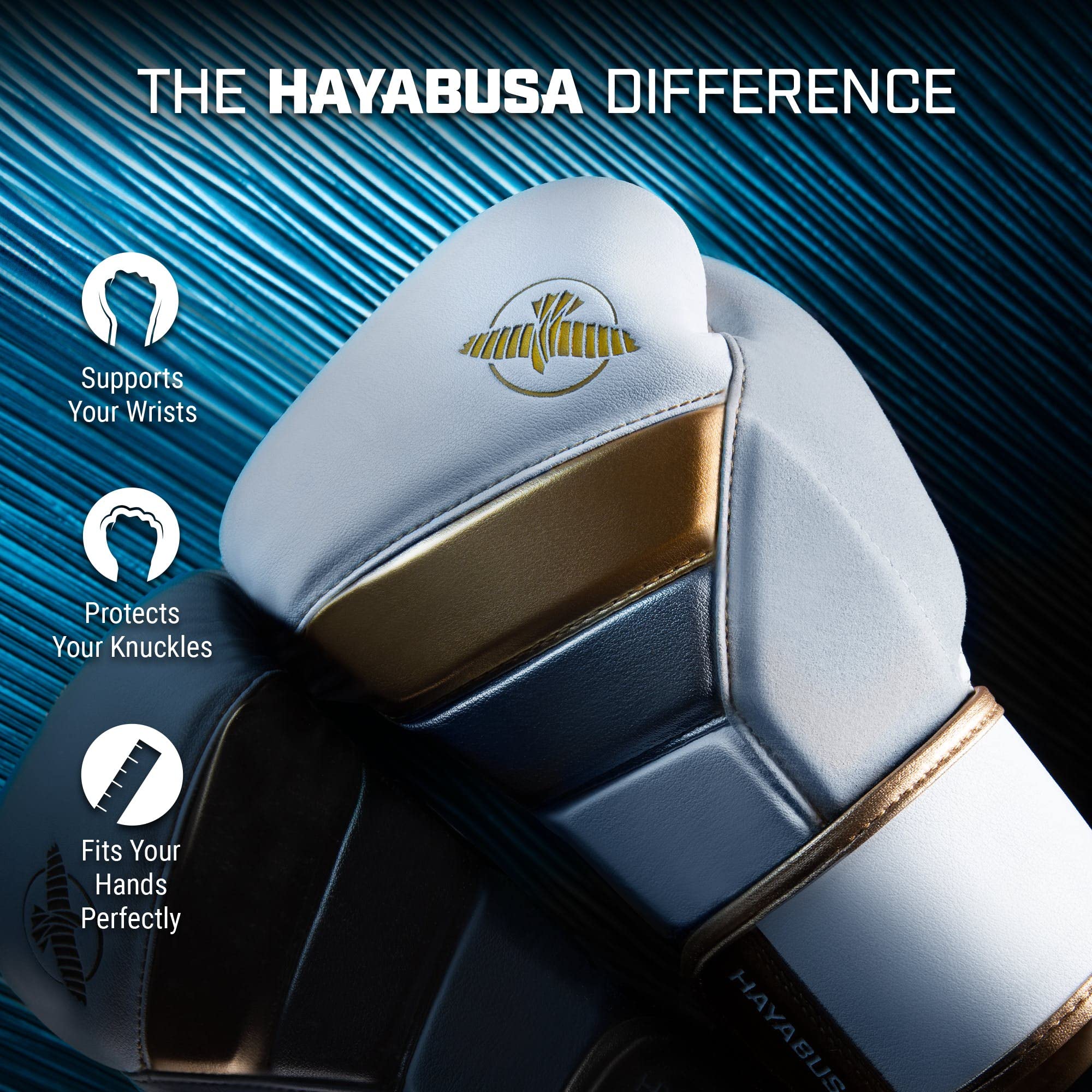 Hayabusa T3 Boxing Gloves for Men & Women - Premium Wrist & Knuckle Protection with Dual-X Hook & Loop Closure - Splinted Wrist Support & 5-Layer Foam Padding - Ideal for Training, Sparring & MMA Workouts