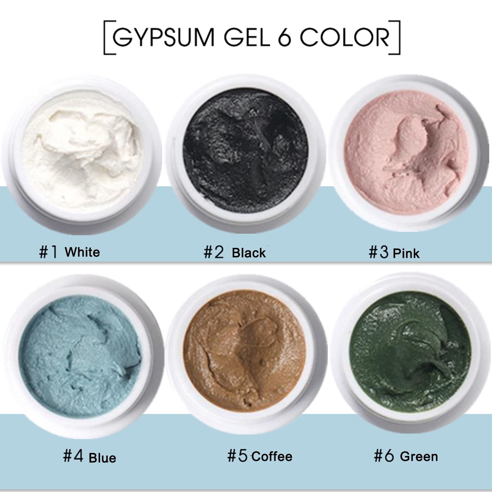 6 Pack 3D Sand Texture Nail Art Gel - DIY Gypsum Nail Plaster for Soak Off Manicure | Perfect for Salon, Home Nail Design & Party Glam Looks