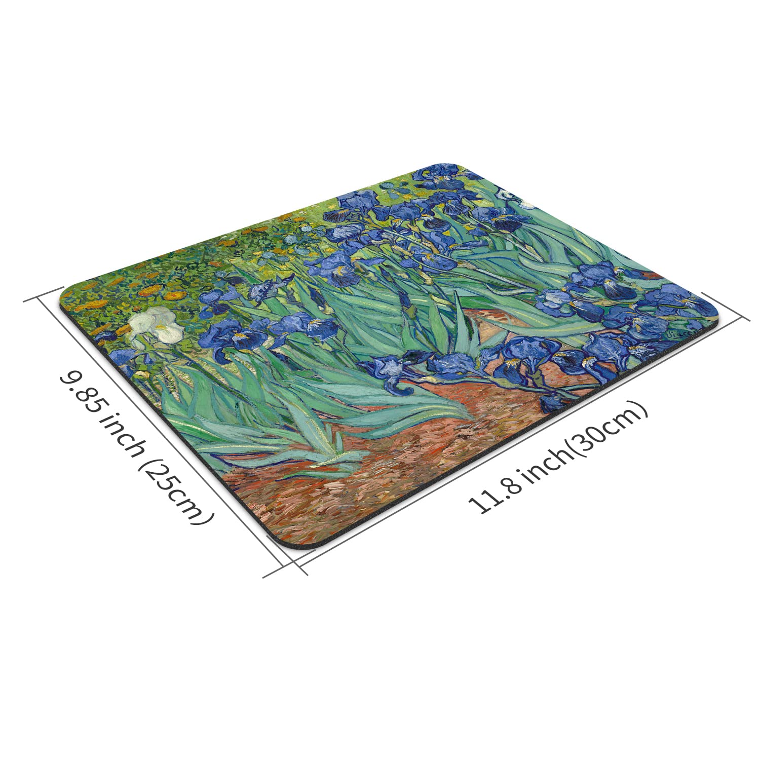 Upgraded Large Gaming Mouse Pad - 11.8x9.8 Inches Non-Slip Rubber Base Mouse Mat for PC, Laptop, Office & Home (Van Gogh Irises Design) | Perfect for Gaming, Work, and Graphic Design