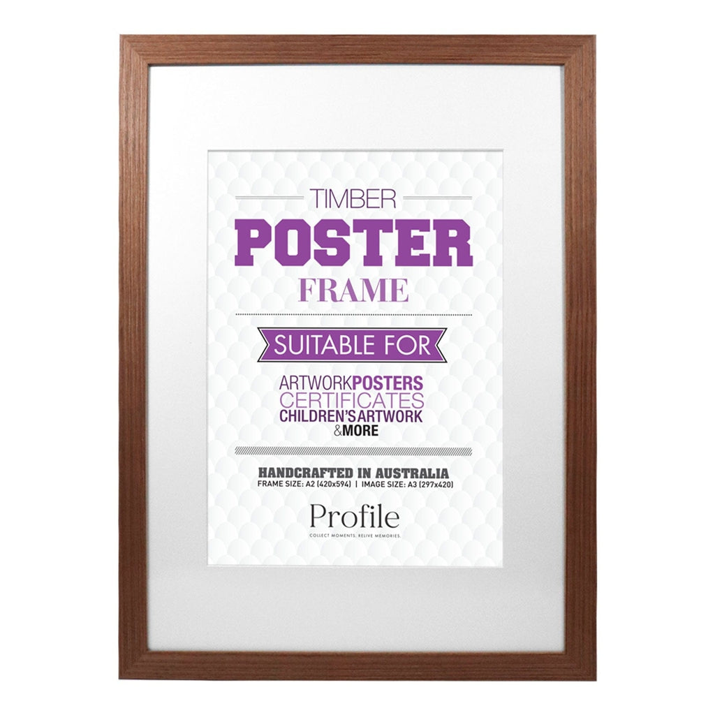 Vintage Chestnut Brown A2 Picture Frame for A3 Photos - Perfect for Wall Decor, Home Office, and Gallery Displays