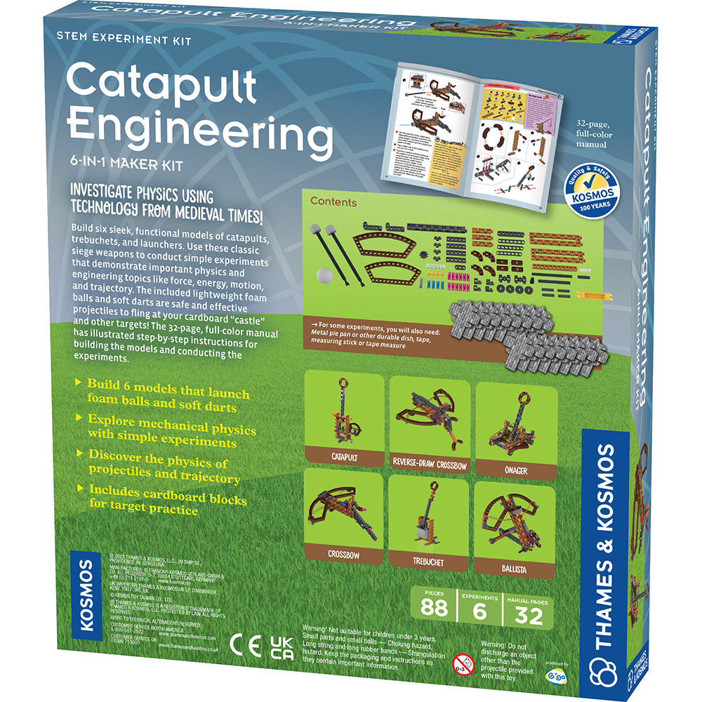 6-in-1 Catapult Engineering Maker Kit for Kids - STEM Learning Toys for Science Experiments & Medieval Physics Projects