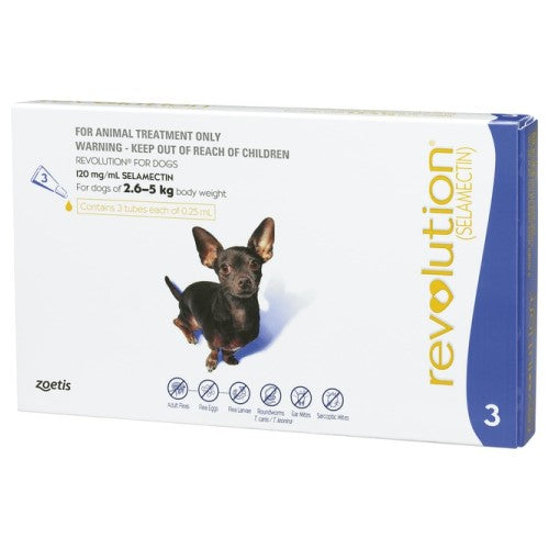 **Revolution for Dogs 2.6-5kg (Extra Small) - Flea, Tick & Deworming Treatment | Safe & Effective Pet Healthcare for Puppies & Small Breeds | Indoor & Outdoor Protection**