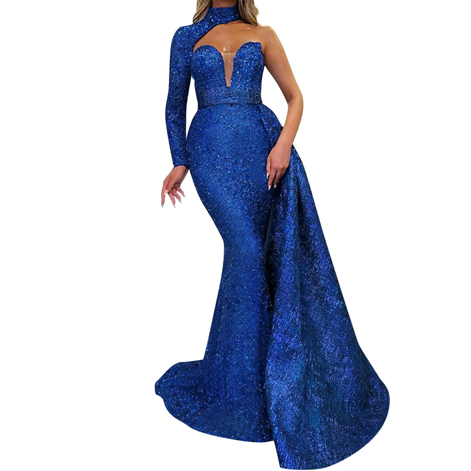 Plus Size Women's Cocktail Dress - V Neck Bodycon Sequin Maxi Dress for Evening Party & Special Occasions | Elegant Formal Gown for Prom, Wedding Guest, Night Out