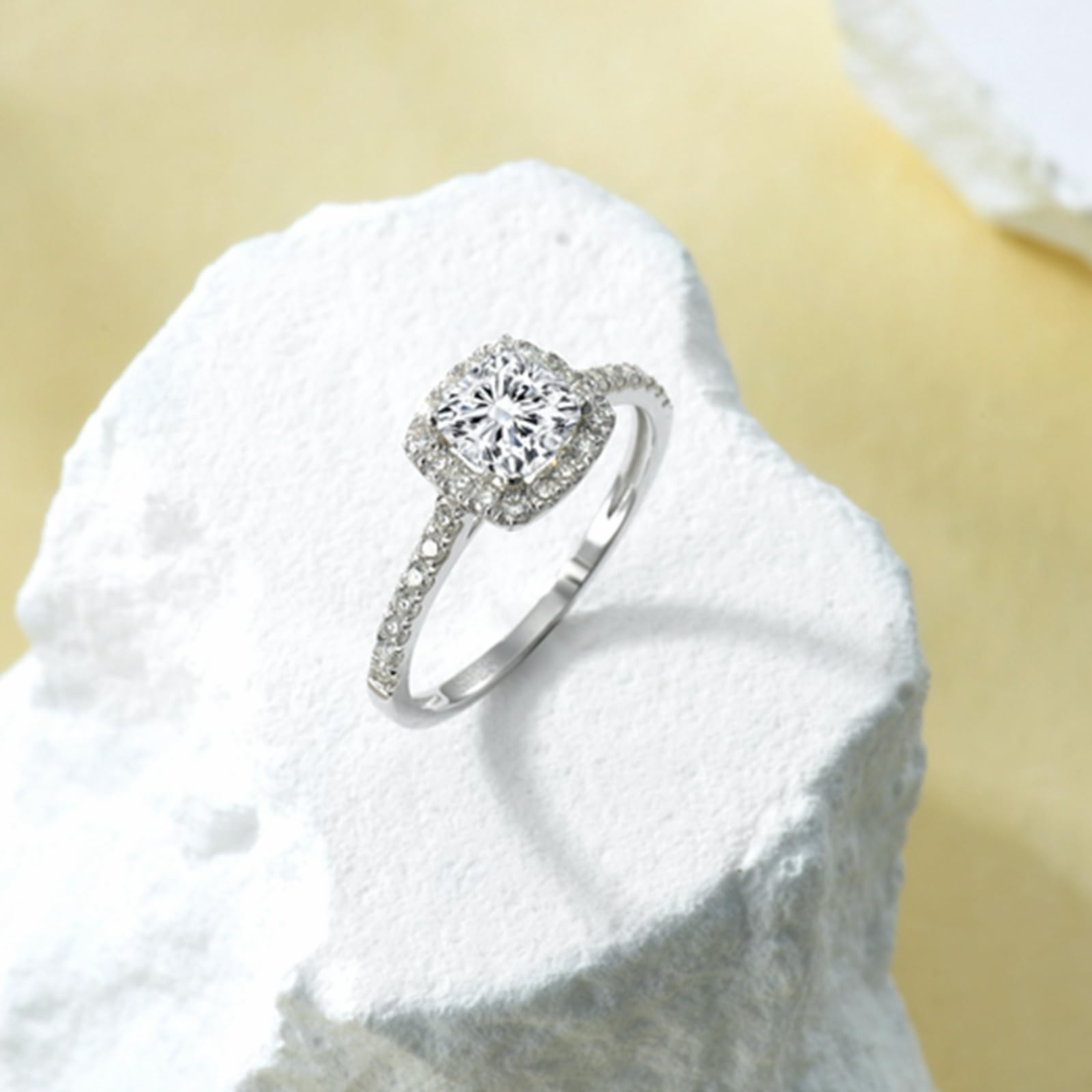 1.25ct Moissanite Cushion Cut Halo Engagement Ring for Women - 10K White Gold Wedding Band, Size 10.5 - Perfect for Proposals, Anniversaries & Special Occasions