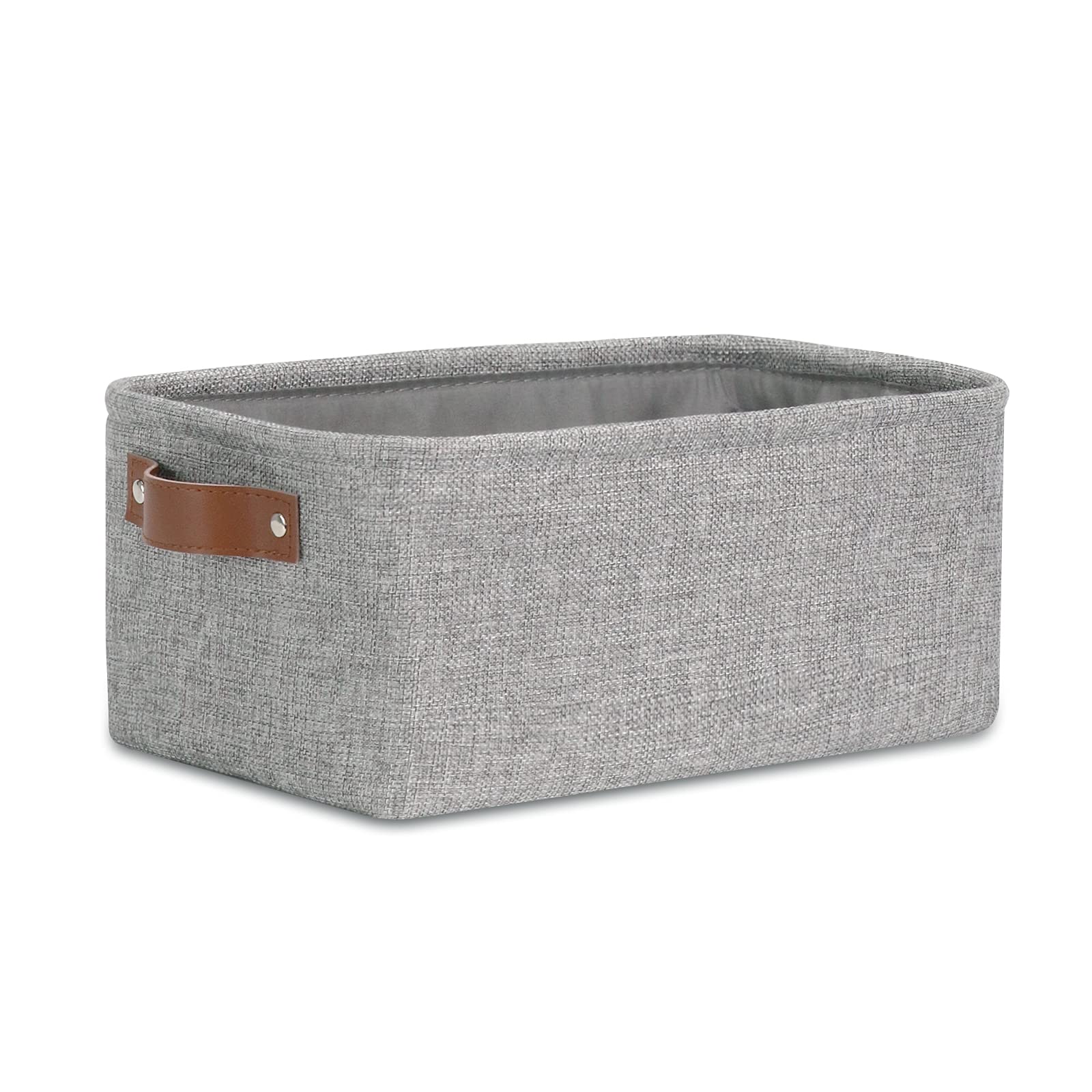 DULLEMELO Small Collapsible Fabric Storage Basket - Foldable Organizer for Shelves, Closets, Laundry & Nursery - Decorative Gray Gift Basket - Perfect for Home Organization & Stylish Storage Solutions