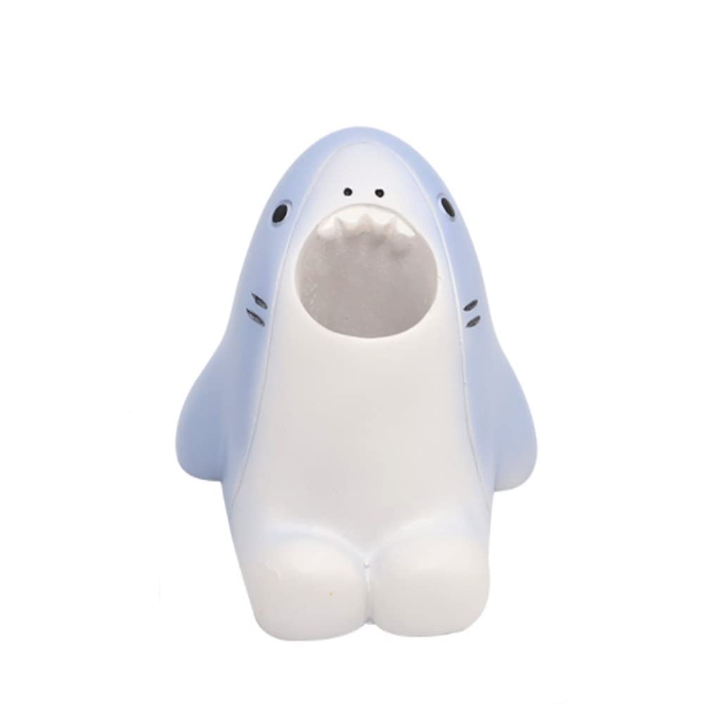 Cute Shark Resin Toothbrush Holder for Bathroom - Mini Animal Toothbrush Stand, Kids Toothbrush Organizer & Office Pen Holder - Multifunctional Storage Box for Home, Travel, and Dorm Use