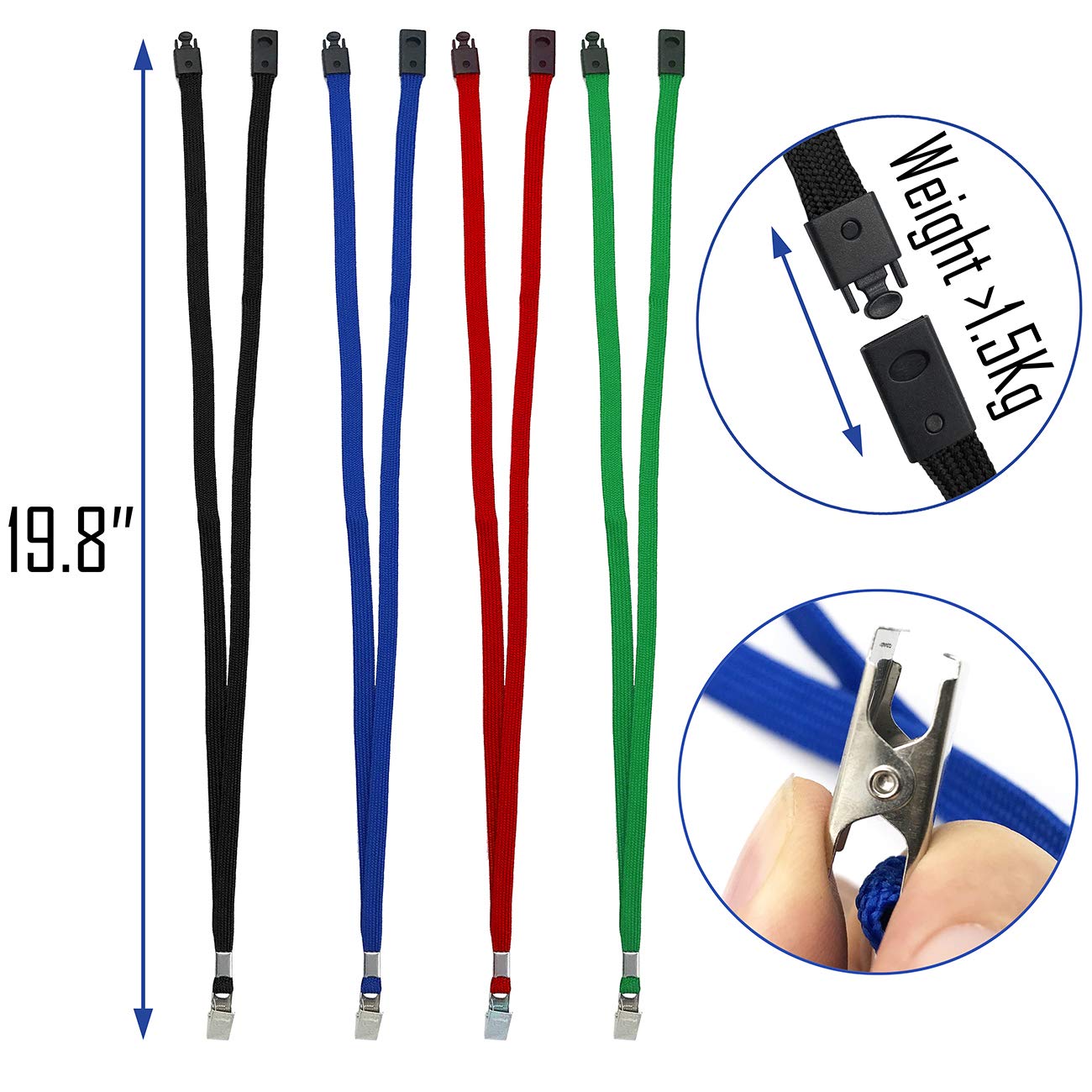 Premium Black Breakaway Lanyards 50-Pack - Comfortable Neck Straps for ID Badges & Keys