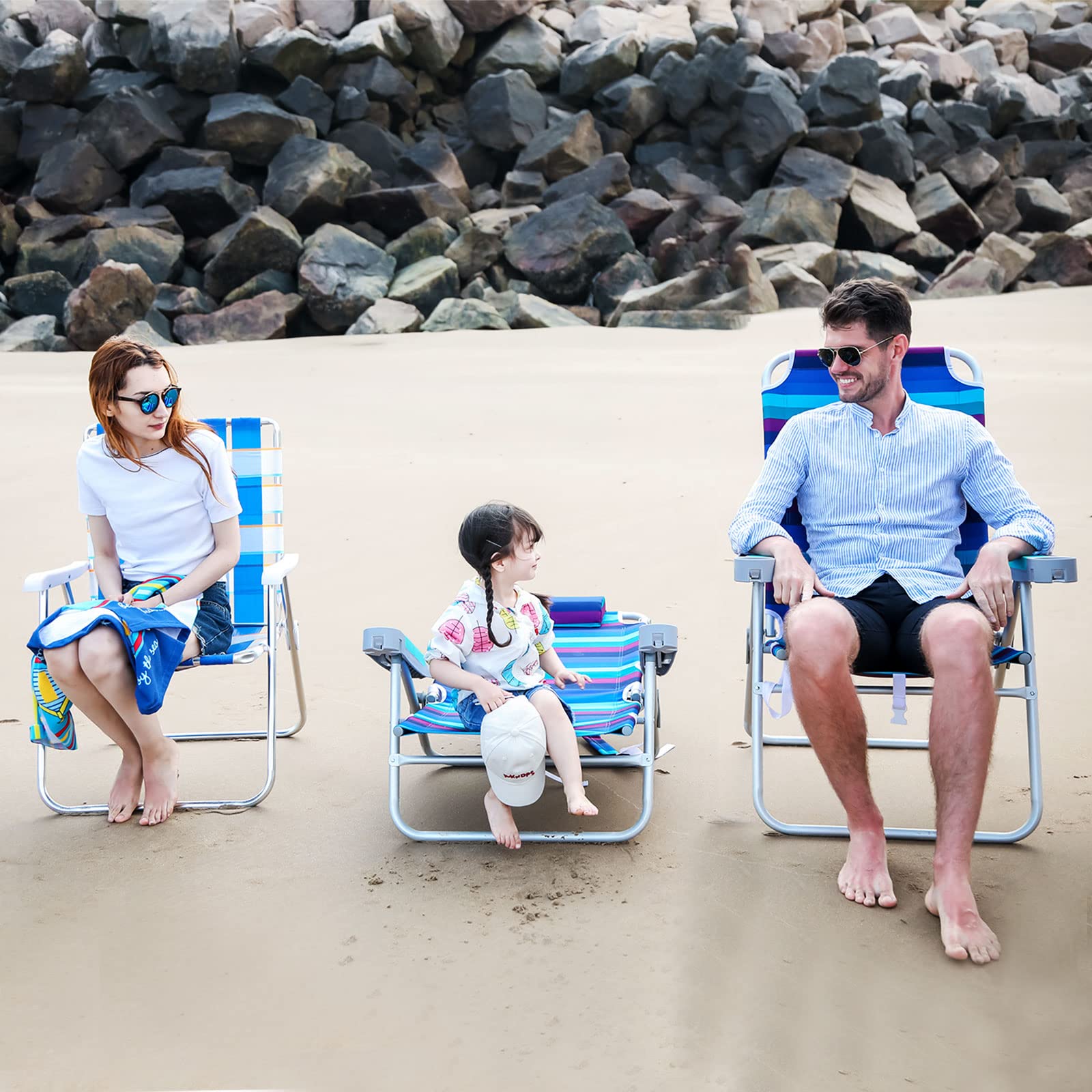 **SUNNYFEEL Oversized Heavy Duty Folding Beach Chair for Adults - 500 lbs Capacity, Lightweight & Portable (17