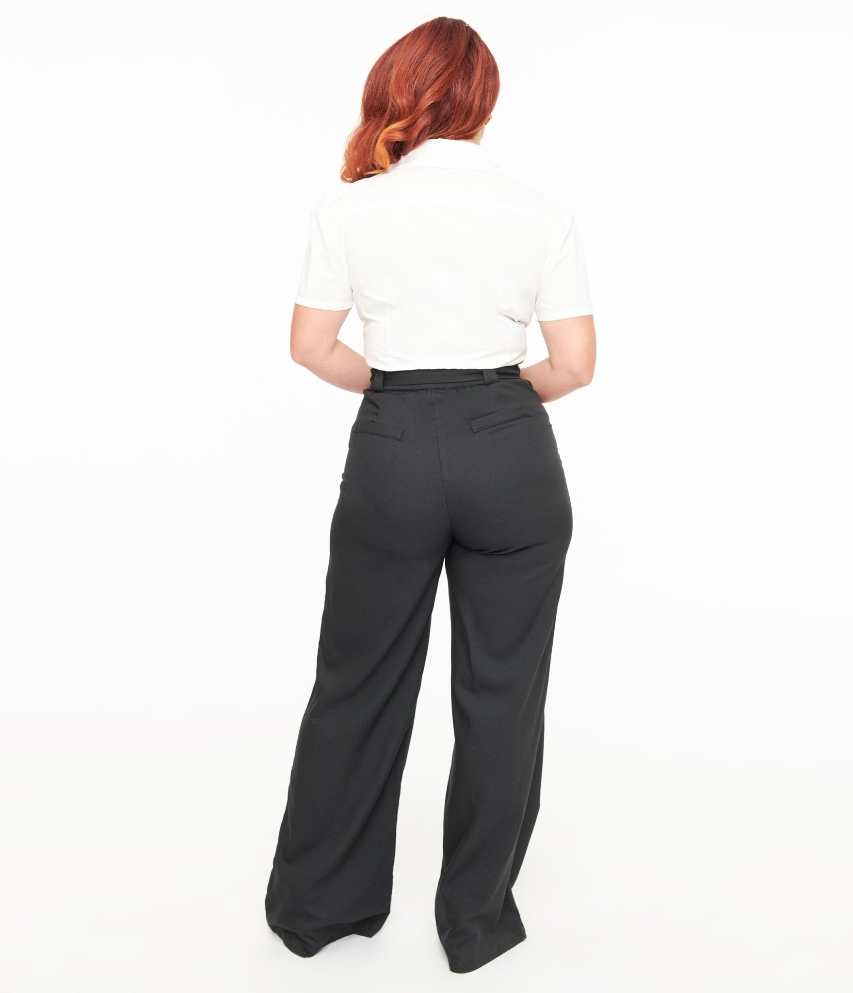 Vintage 1950s Black Wide Leg Pants for Women - Retro High Waist Trousers - Perfect for 50s Costume, Swing Dance & Pinup Fashion