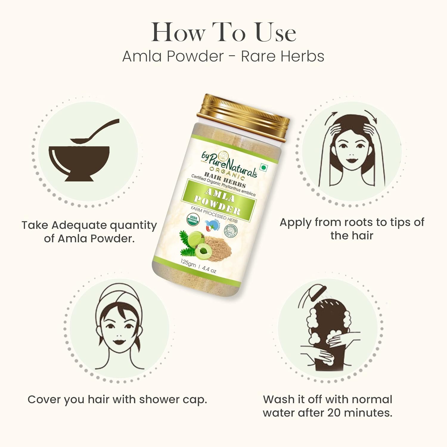 Organic Amla Powder 100% Natural | Phyllanthus Emblica (Indian Gooseberry) | Promotes Hair Growth & Healthy Skin | Face Care & Beauty | 125g for Smoothies, Hair Masks & Skincare Routines