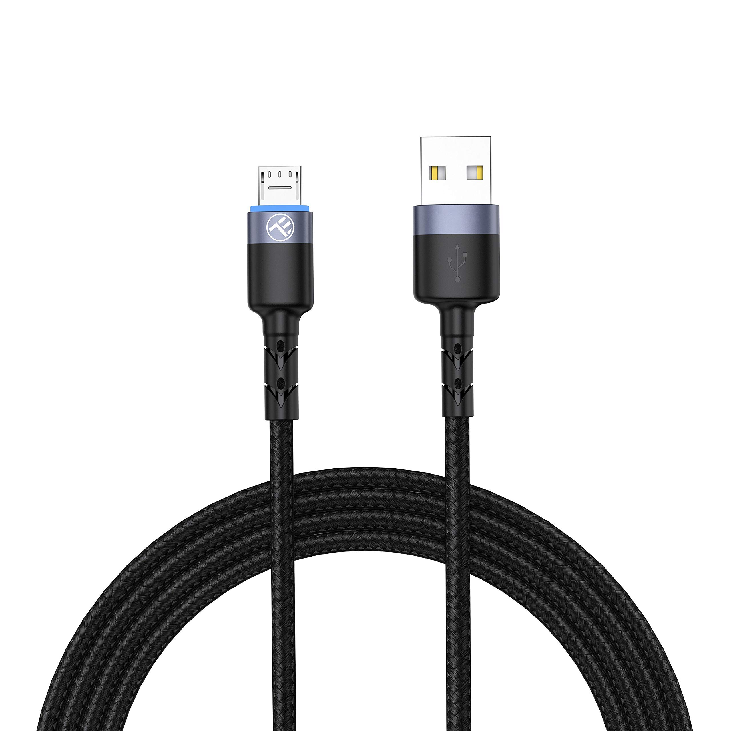 TELLUR Durable Nylon Braided USB to Micro USB Cable 1.2M with LED Light - Fast Charging & Data Sync for Android Phones, Tablets, Power Banks - Perfect for Home, Office & Travel Use