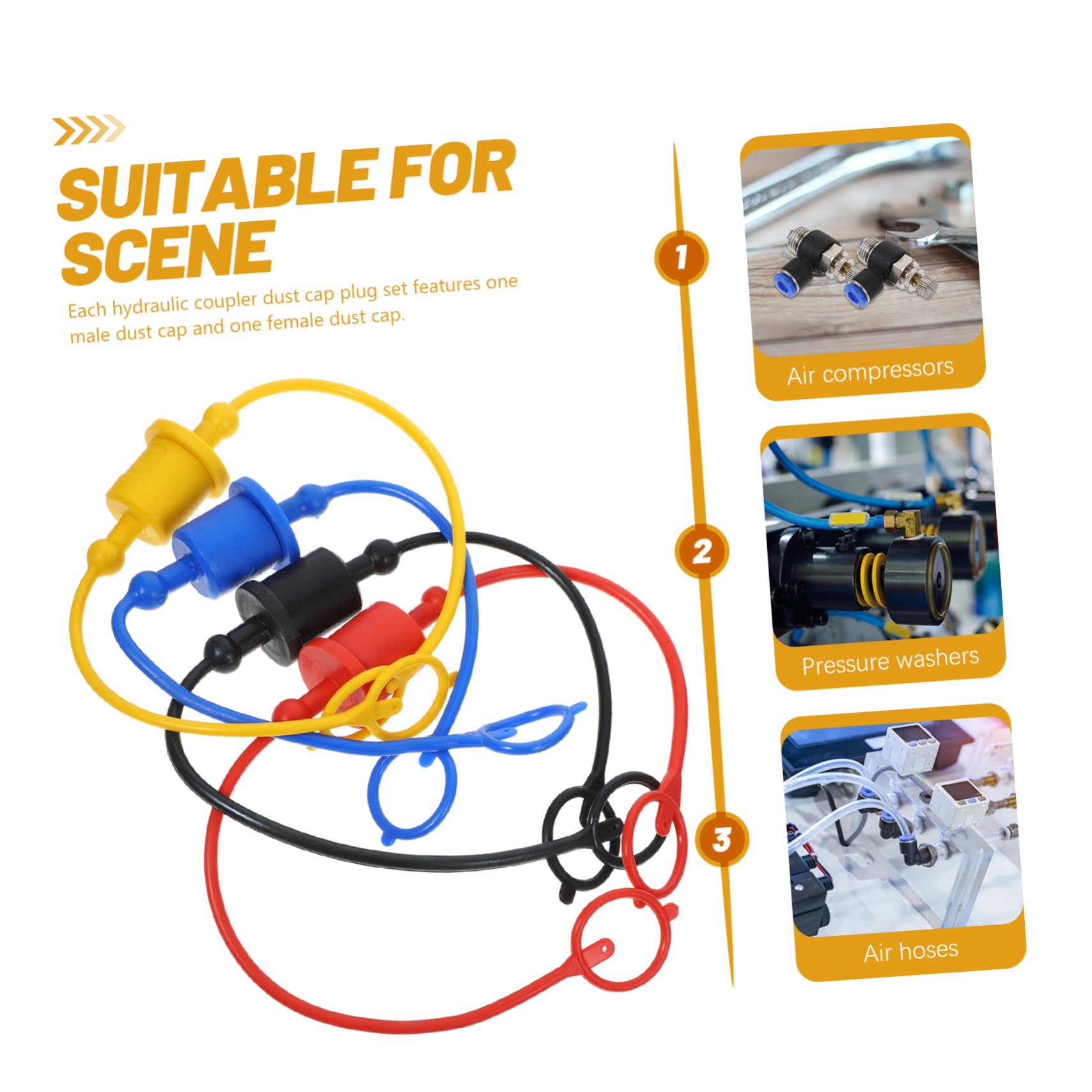 Hohopeti 8pcs Hydraulic Joint Caps - Plastic Hydraulic Hose Coupler Covers for Quick Connect Protection - Ideal for Construction, Agriculture & Heavy Machinery Maintenance