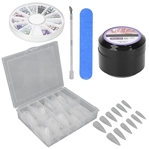 240Pcs Clear Resin Fake Nail Tips Set with Nail Files - Strong Adhesive DIY Artificial Nails for Wedding Banquets, Parties & Special Occasions