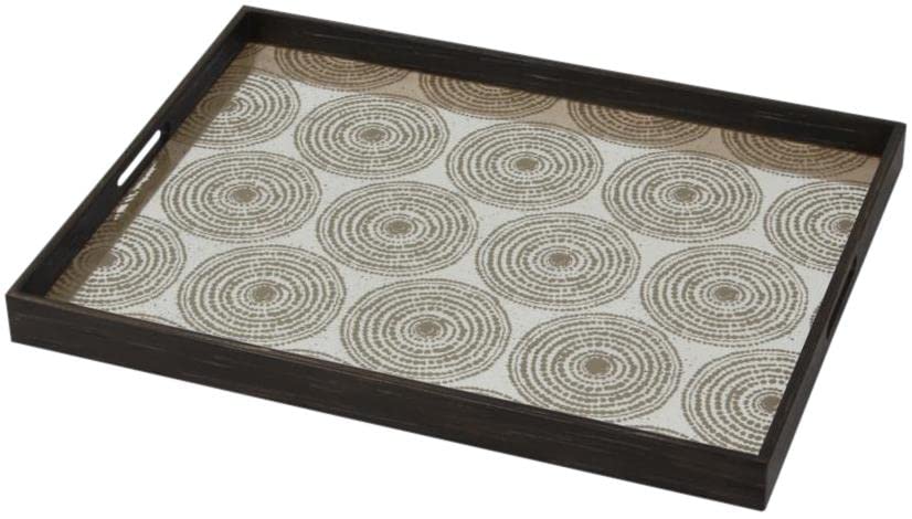 NOTRE MONDE Transitional Tribal Quest Multi Beads Rectangular Large Gold Tray - Elegant Home Decor for Dining Table, Coffee Table, and Entryway Display