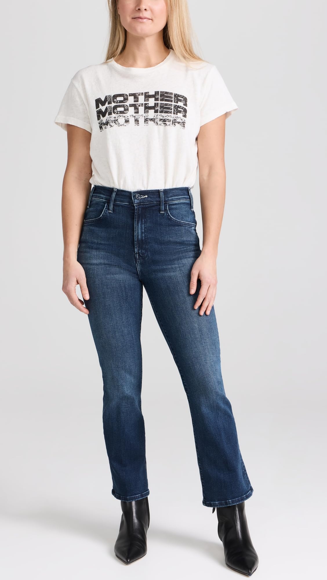 MOTHER Women's Petite Lil Hustler Ankle Jeans - High Waist Slim Fit Denim Pants for Casual Wear & Everyday Outfits