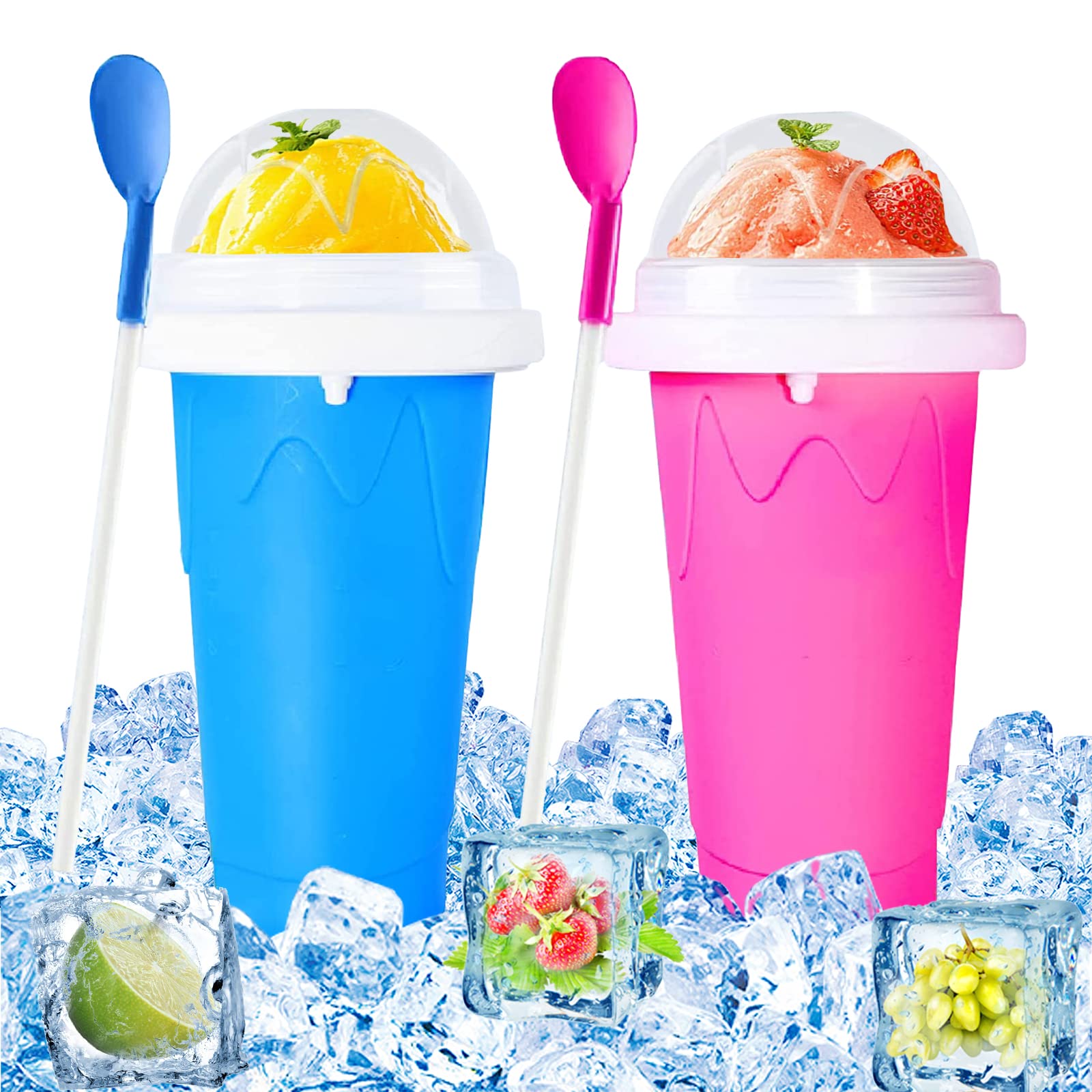 Magic Slushy Maker Cup - Quick Frozen DIY Smoothie & Ice Cream Maker for Kids & Family (2 Pack) - Perfect for Summer Treats, Parties & Healthy Snacks