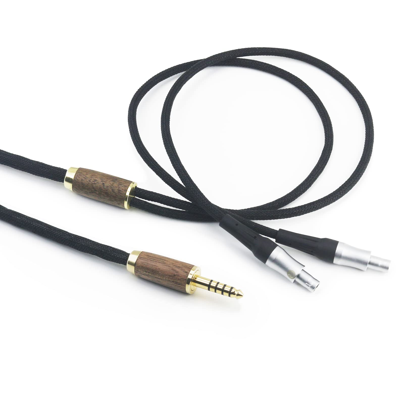 Premium 4.4mm Balanced Audio Cable for Sennheiser HD800 HD800S HD820 Headphones - 6N OCC Silver-Plated Copper Wire with Walnut Wood Shell - Perfect for Audiophiles & Studio Monitoring