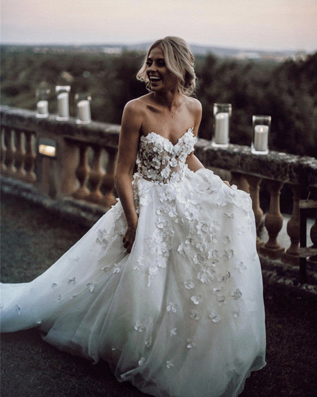 Elegant A-Line Lace Sweater Wedding Dress with Tulle & Organza Skirt - 2019 Bridal Gown for Church Ceremony, Garden Wedding & Formal Reception
