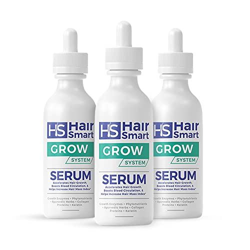 HairSmart Hair Growth Serum with Ayurvedic Herbs & Keratin - Natural Treatment for Thinning Hair, Stimulates Growth & Strengthens Roots for Men & Women (3-Pack) - Perfect for Daily Use & Hair Care Routine