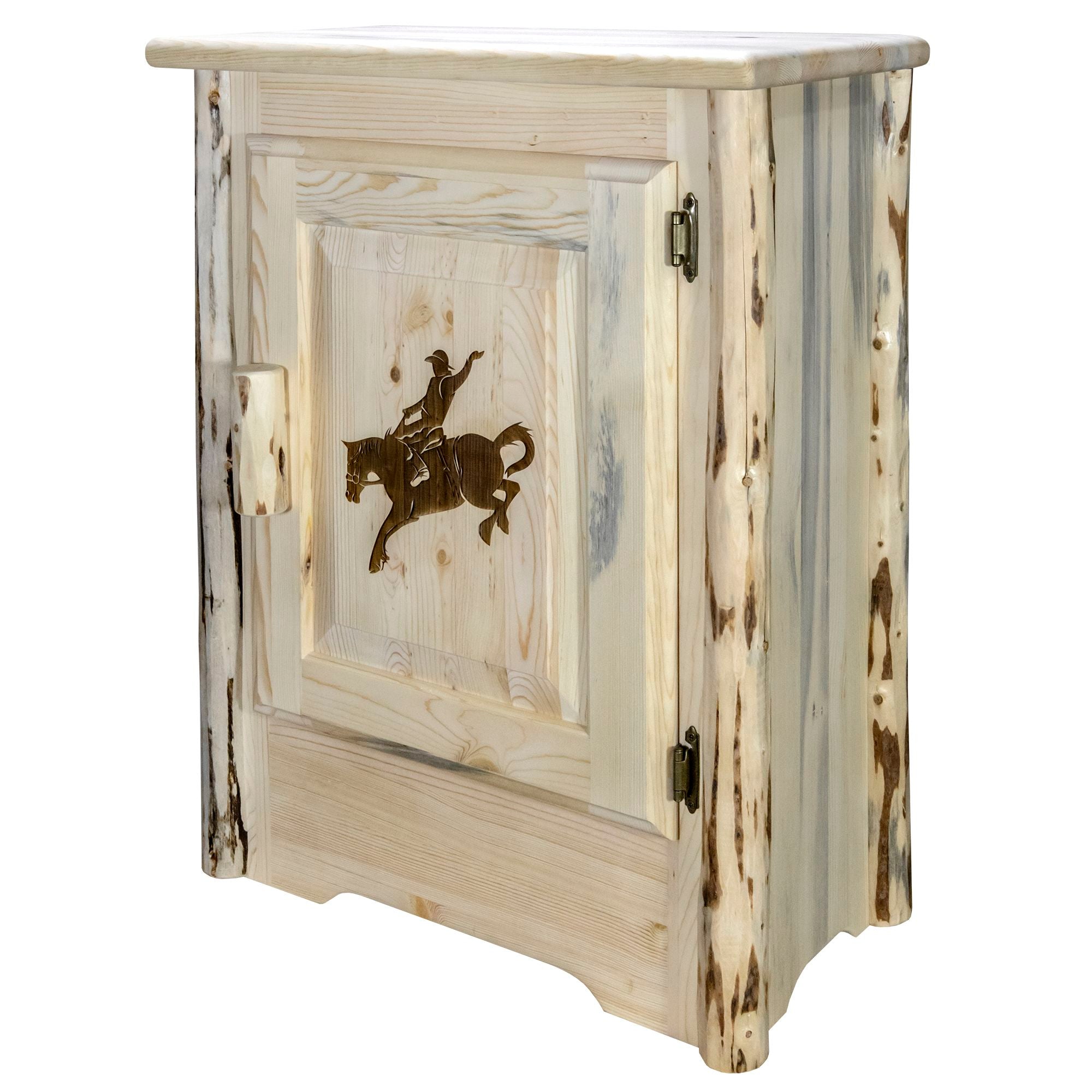 Montana Accent Cabinet with Laser Engraved Design - Right Hinged Door - Perfect for Living Room, Bedroom, or Entryway Storage