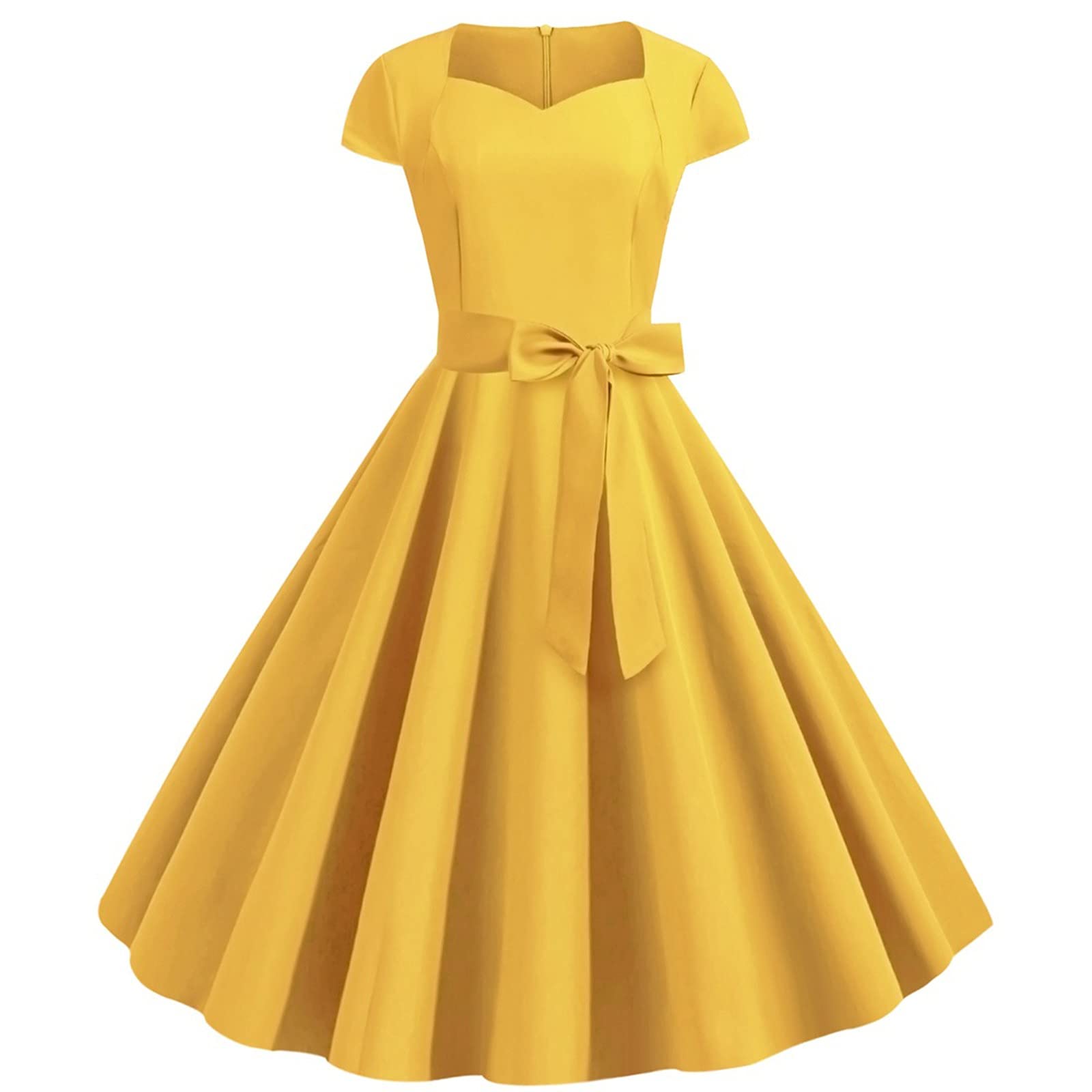 Vintage 1950s Plus Size Holiday Cocktail Dress for Women - Short Sleeve Midi Tea Dress with Belt - Perfect for Wedding Guest, Christmas Party & Retro-Themed Events