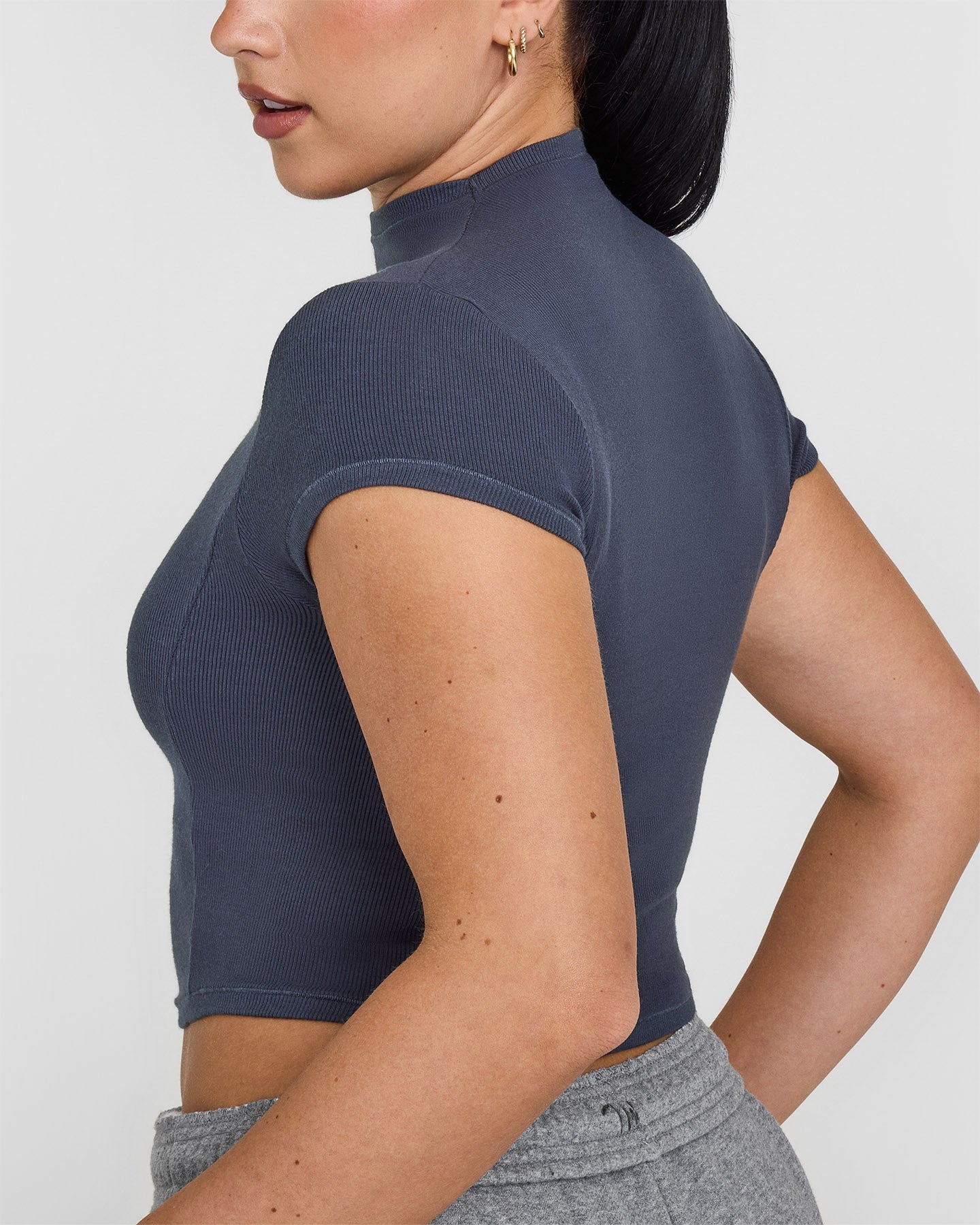 Mellow™ Rib Mid Mock Neck T-Shirt for Men - True Blue | Comfortable Casual Wear for Everyday Outfits & Layering