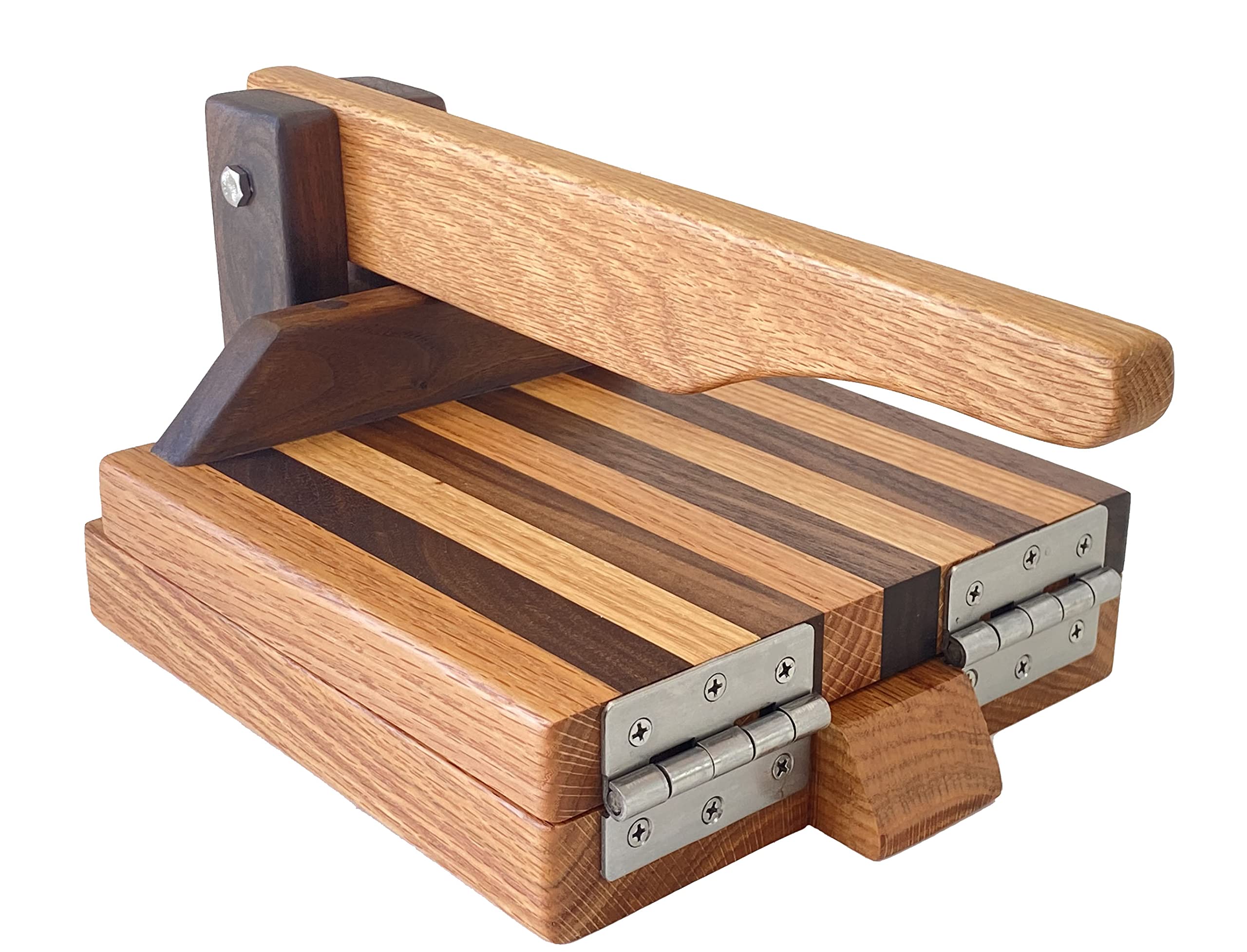 Premium 8 Inch Wooden Tortilla Press - Handcrafted Red Oak & Walnut Hardwood Tortilla Maker for Authentic Mexican Cuisine - Perfect for Making Tortillas, Roti, Burritos, Tacos and Patacones at Home or Restaurant