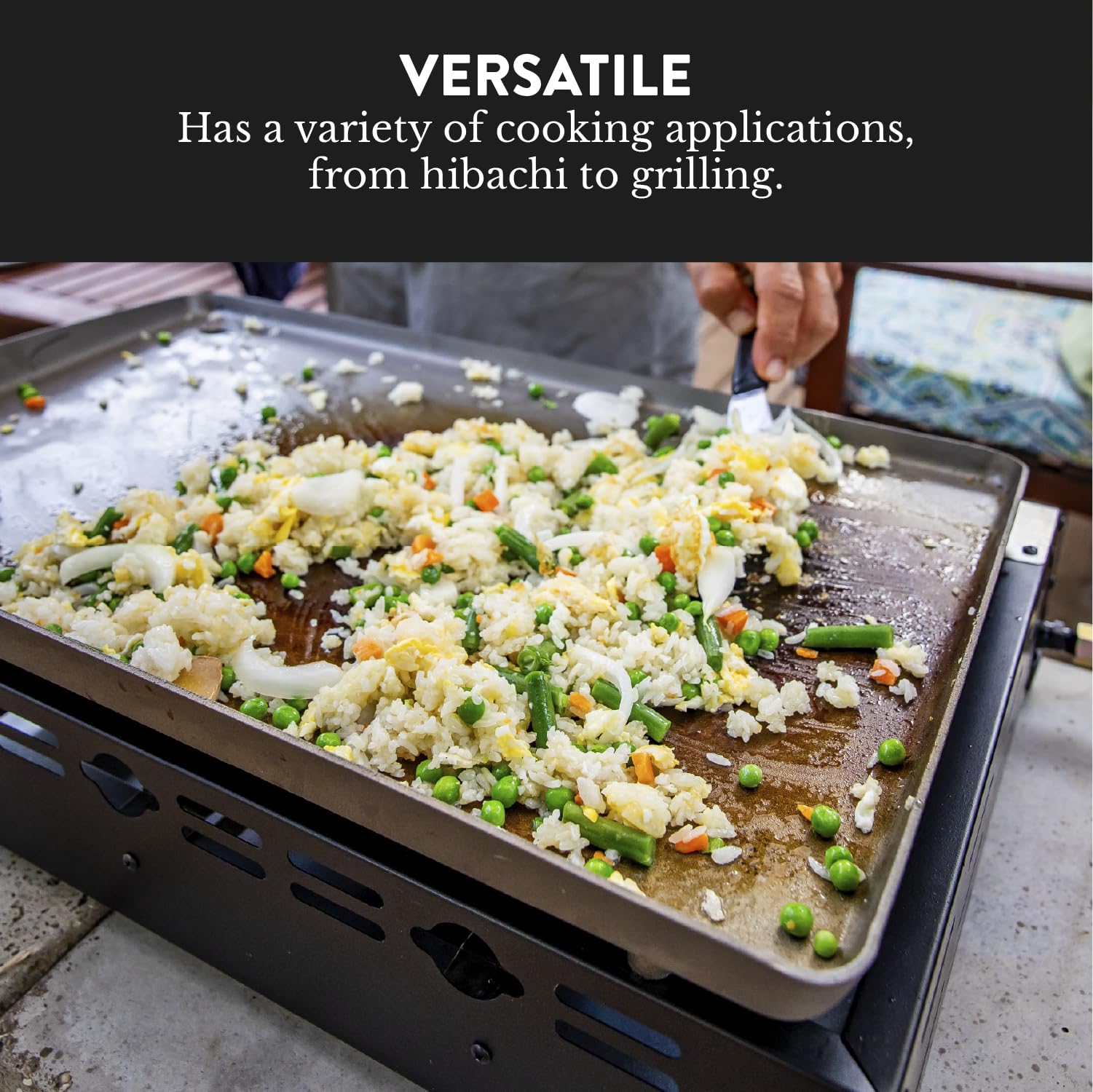 Gas One 3-Burner Flat Top Grill with Auto Ignition - Portable Propane Gas Grill for Outdoor Cooking - Stainless Steel Tabletop Grill with Pre-Seasoned Griddle & Drip Tray - Perfect for Camping, RV Trips, Backyard BBQs, and Tailgating Parties