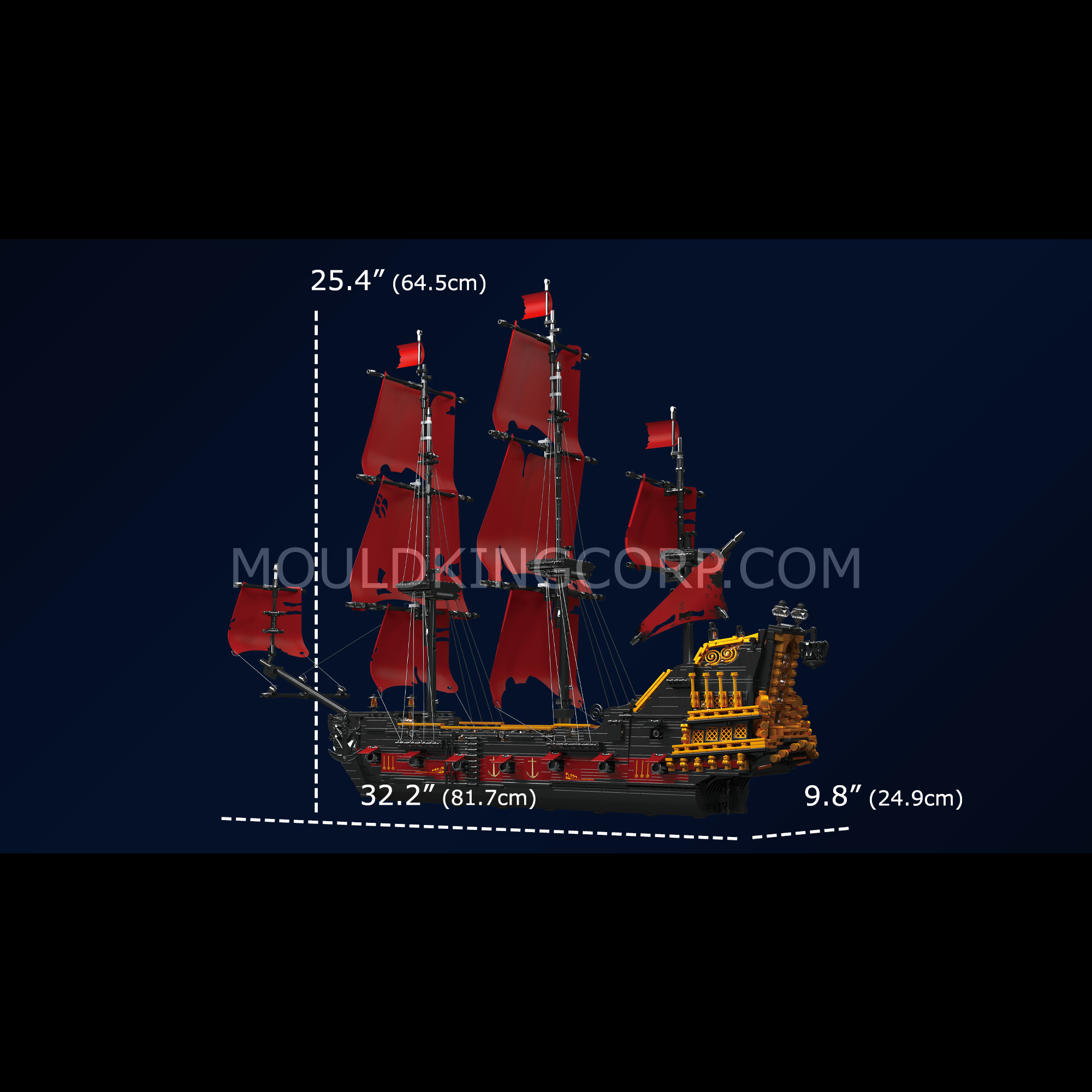 Mould King 13109 Queen Pirate Ship Model Building Set - 3,251 Pieces | Collectible Display Model for Adults & Teens | Perfect for Home Decoration, Gift Giving & Pirate Theme Collections