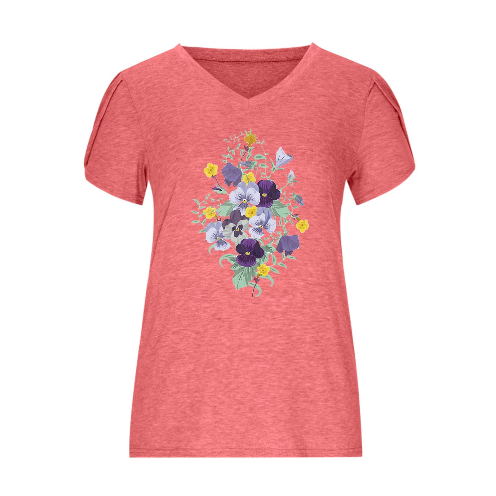 Trendy Plus Size Women's V-Neck Color Block T-Shirts - Casual Short Sleeve Printed Blouses for Summer 2024 | Perfect for Office Wear, Weekend Outfits & Casual Date Nights